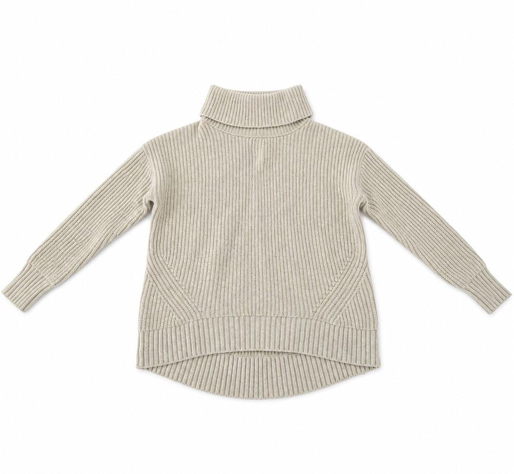 Old Navy Women’s Small Cream Ribbed Turtleneck Sweater High Low Hem